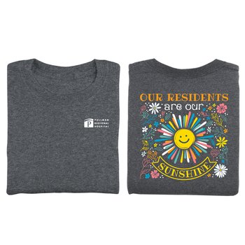 Our Residents Are Our Sunshine Unisex 2-Sided Short-Sleeved T-Shirt in Gift Box - Silkscreened Personalization Available from Positive Promotions