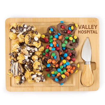 Sweet & Salty Charcuterie Bamboo Board Gift Set With Treats - Laser-Engraved Personalization Available from Positive Promotions