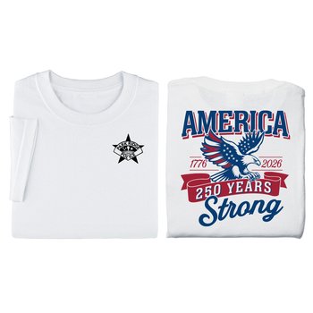 USA 250th Anniversary Eagle White Unisex 2-Sided Short-Sleeved T-Shirt in Gift Box - Silkscreened Personalization Available from Positive Promotions