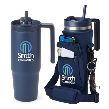 Navy Carry-All Hydration Bag & HydroSip Double Wall Vacuum Insulated Tumbler 30-oz. from Positive Promotions