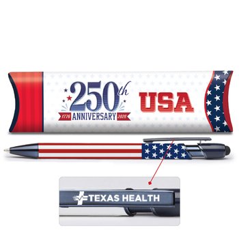 American Flag Metal Stylus Pen - One-Color Personalization Available from Positive Promotions