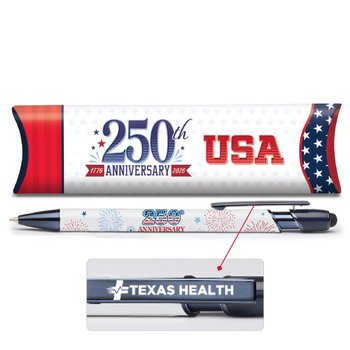 USA 250th Anniversary Fireworks Metal Stylus Pen - One-Color Personalization Available from Positive Promotions