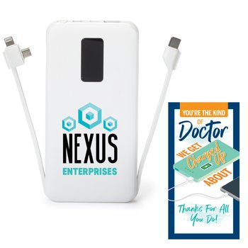 You're the Kind of Doctor We Get Charged Up About Supercharge 10,000-mAh 3-in-1 Fast-Charging Power Bank With Built-In Charging Cables & Card - Personalization Available from Positive Promotions
