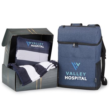 Adventure Cooler Bag & Beach Towel Box Gift Set - Personalization Available from Positive Promotions