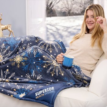 Snowflakes Mink Fleece Throw Blanket-in-a-Bag 50