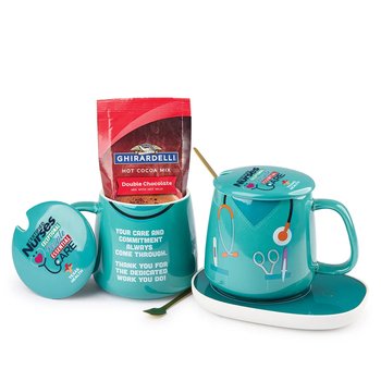 Certified Nurses Scrubs Ceramic Mug 12 oz. & Warmer With Hot Chocolate Gift Set - Personalization Available from Positive Promotions