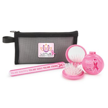 You Are Beautiful, Brave, Strong Zippered Mesh Pouch 3-Piece Gift Set - Personalization Available from Positive Promotions