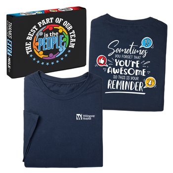 Sometimes You Forget That You're Awesome Unisex 2-Sided Short-Sleeved T-Shirt in Appreciation Gift Box - SIlkscreened Personalization Available from Positive Promotions