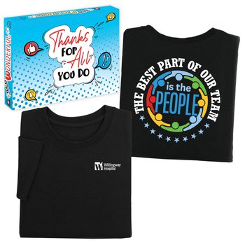 The Best Part of Our Team Is the People Unisex 2-Sided Short-Sleeved T-Shirt in Appreciation Gift Box - SIlkscreened Personalization Available from Positive Promotions