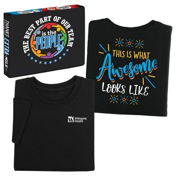 This Is What Awesome Looks Like Unisex 2-Sided Short-Sleeved T-Shirt in Team Gift Box - SIlkscreened Personalization Available from Positive Promotions