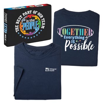 Together Everything Is Possible Unisex 2-Sided Short-Sleeved T-Shirt in Team Gift Box - SIlkscreened Personalization Available from Positive Promotions
