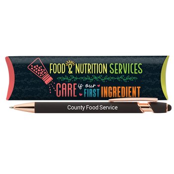 Food Services Nova Dual Stylus Soft-Touch Metal Pen from Positive Promotions