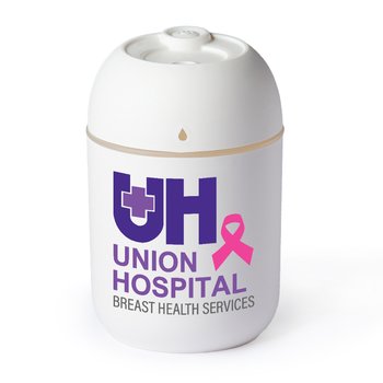 Breast Cancer Awareness Mini Portable Humidifier & Diffuser With Free Lavender Essential Oil - Personalization Available from Positive Promotions