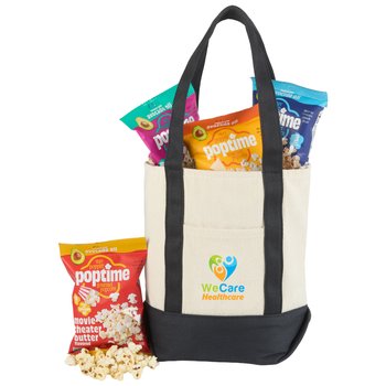 Mini Cotton Canvas Market Tote Bag With Popcorn Gift Set - Personalization Available from Positive Promotions