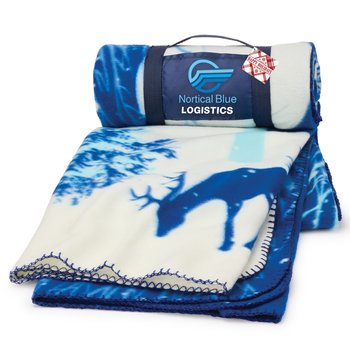 Winter Scene Roll-Up Eco Blanket With Holiday Gift Tag - Personalization Available from Positive Promotions