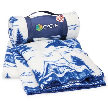 Toile Roll-Up Eco Blanket With Holiday Gift Tag - Personalization Available from Positive Promotions
