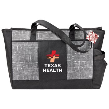 Black Malibu Non-Woven Insulated Cooler Tote With 30-/40-oz. Tumbler Pocket With Holiday Gift Tag - Personalization Available from Positive Promotions