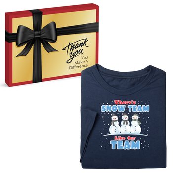 There's Snow Team Like Our Team Unisex Short-Sleeved T-Shirt In Appreciation Gift Box - Silkscreened Personalization Available from Positive Promotions
