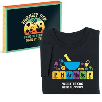 Pharmacy Periodic Table Unisex Short-Sleeved T-Shirt In Gift Box - Silkscreened Personalization Available from Positive Promotions