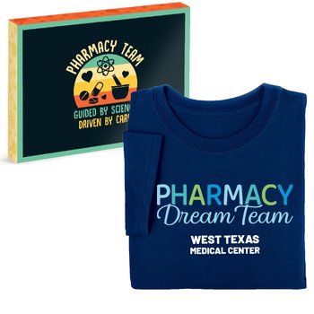 Pharmacy Dream Team Unisex Short-Sleeved T-Shirt In Gift Box - Silkscreened Personalization Available from Positive Promotions