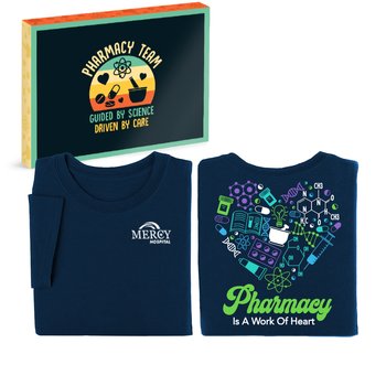Pharmacy Is A Work Of Heart Unisex 2-Sided Short-Sleeved T-Shirt - Silkscreened Personalization Available from Positive Promotions
