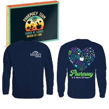 Pharmacy Is A Work Of Heart Unisex 2-Sided Long-Sleeved T-Shirt - Silkscreened Personalization Available from Positive Promotions