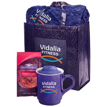 Warm Thanks For All You Do Navy Cozy Comforts Holiday Gift Set - Personalization Available from Positive Promotions