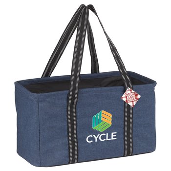 Navy Utility Tote With Holiday Gift Tag - Personalization Available from Positive Promotions