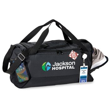 Journey Weekender Duffel Bag With Adjustable Shoulder Strap & Trolley Strap With Holiday Gift Tag - Personalization Available from Positive Promotions