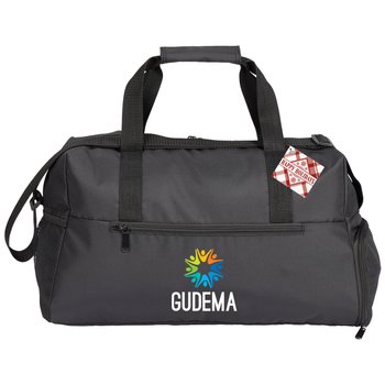Black Getaway Duffel Bag With Trolley Strap With Holiday Gift Tag - Personalization Available from Positive Promotions