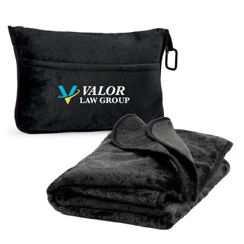 2-In-1 Mink Fleece Travel Blanket & Pillow - Heat-Transfer Personalization Available from Positive Promotions