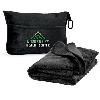 2-In-1 Mink Fleece Travel Blanket & Pillow - Embroidered Personalization Available from Positive Promotions