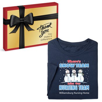 There's Snow Team Like Our Nursing Team Unisex Short-Sleeved T-Shirt In Appreciation Gift Box - Silkscreened Personalization Available from Positive Promotions