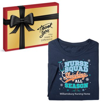 Nurse Squad: Sleighing All Season Unisex Short-Sleeved T-Shirt In Appreciation Gift Box - Silkscreened Personalization Available from Positive Promotions