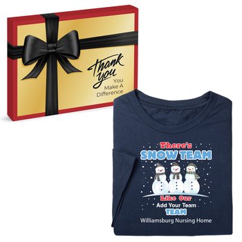 There's Snow Team Like Our (Your Team Here) Team Unisex Short-Sleeved T-Shirt In Appreciation Gift Box - Silkscreened Personalization Available from Positive Promotions