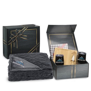 Cozy Charcuterie & Cheers Holiday Box Gift Set - Personalization Available from Positive Promotions