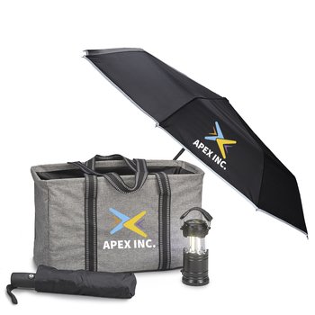 Gray/Black On-The-Go Outdoor Holiday Gift Set With Holiday Gift Tag - Personalization Available from Positive Promotions