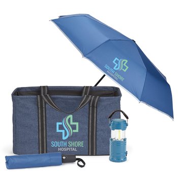 Navy On-The-Go Outdoor Holiday Gift Set With Holiday Gift Tag - Personalization Available from Positive Promotions