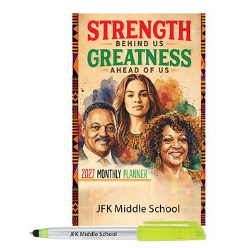 Black History 2027 Monthly Planner With 3-In-1 Highlighter Pen - One-Color Personalization Available from Positive Promotions