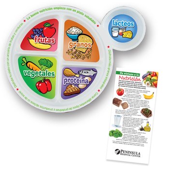 Adult Portion Meal Plate With Glancer (Spanish) - One-Color Personalization Available from Positive Promotions