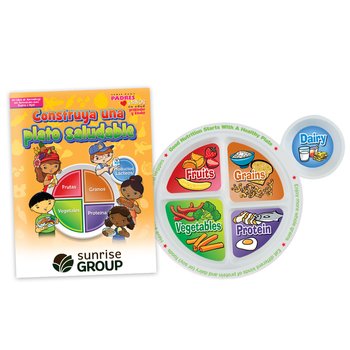 Preschool Portion Meal Plate Packaged With Educational Activities Book (Spanish) - One-Color Personalization Available from Positive Promotions