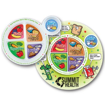 Child's Round Laminated Placemat & Child's Portion Plate Combo - One-Color Personalization Available from Positive Promotions