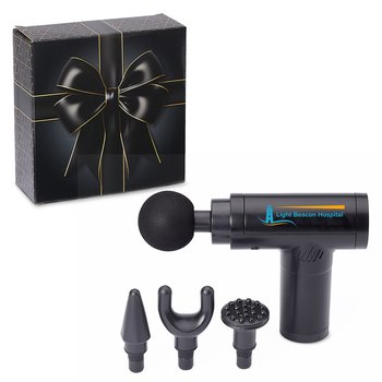 Massage Gun With Changeable Heads in Holiday Gift Box - One-Color Personalization Available from Positive Promotions