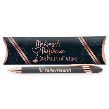 Making a Difference One Patient at a Time Gray/Rose-Gold Stylus Pen - One-Color Personalization Available from Positive Promotions