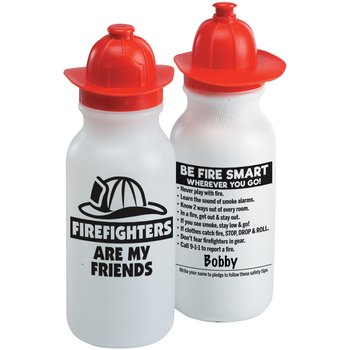 Firefighters Are My Friends 2-Sided Fire Helmet Water Bottle 20-Oz. - Pack of 10 from Positive Promotions