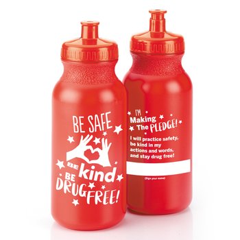 Be Safe, Be Kind, Be Drug Free! Water Bottle 20 oz. - Pack of 10 from Positive Promotions