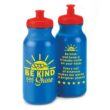 Be Kind and Shine Water Bottle 20 oz. - Pack of 10 from Positive Promotions