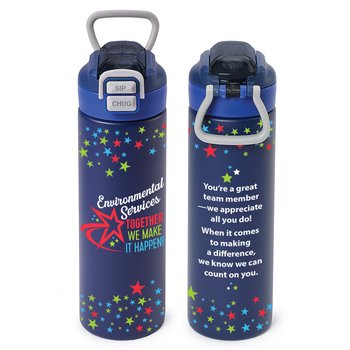 Environmental Services: Together, We Make It Happen! HydroSwitch Sip n' Chug Stainless-Steel Water Bottle 25 oz. from Positive Promotions