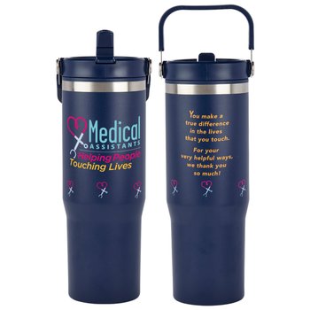 Medical Assistants: Helping People, Touching Lives Coldflow Double-Wall Flip-Straw Bottle 30 oz. With Carry Handle from Positive Promotions