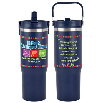 Patient Transport Team: Getting People There With Care Coldflow Double-Wall Flip-Straw Bottle 30 oz. With Carry Handle from Positive Promotions